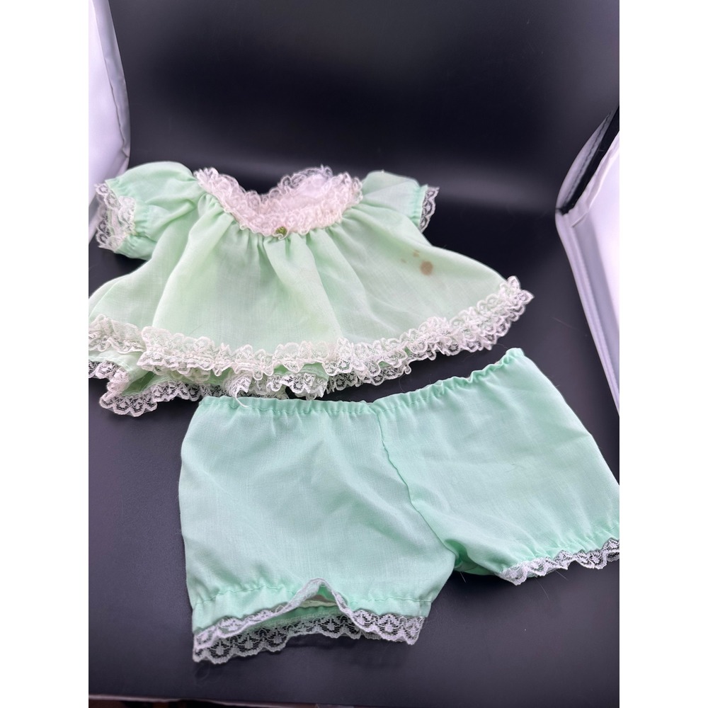 Cabbage Patch Kids Doll clothes Coleco 1980s Green Fancy Dress and Bloomers READ